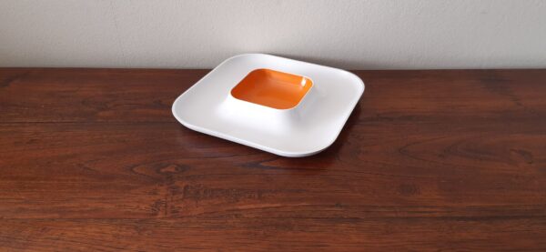 Serveerschaaltje oranje wit 25 cm