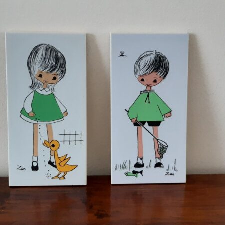 Set vintage Mosa tegeltjes 20 x 10 cm