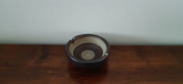 Bruine vintage asbak keramiek 15 cm