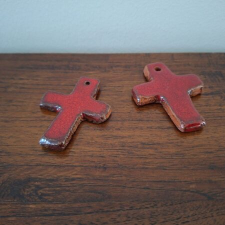 Set vintage rode fat lava kruisjes