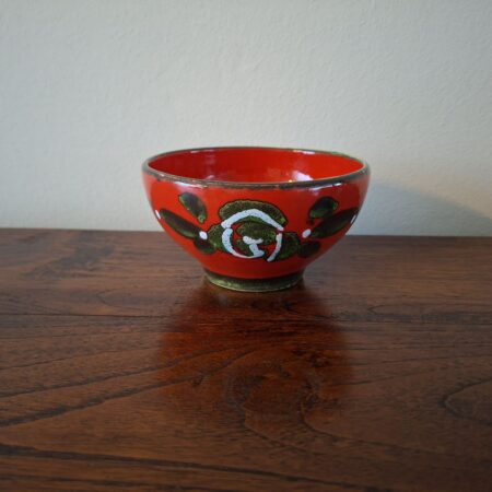 Vintage gebloemd rood schaaltje 12 cm
