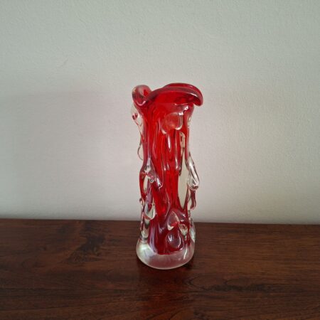 Rood glazen jaren 60 vaasje