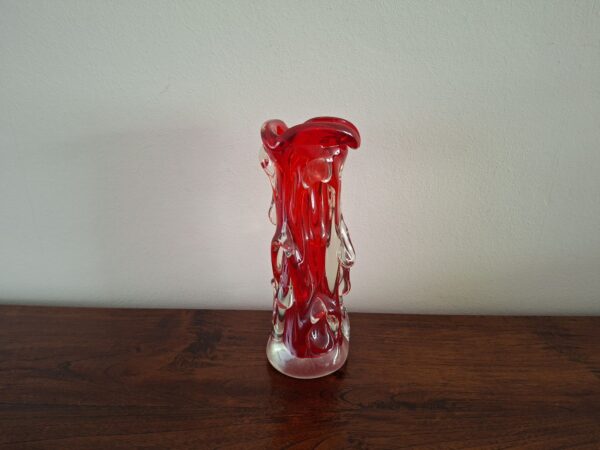 Rood glazen jaren 60 vaasje